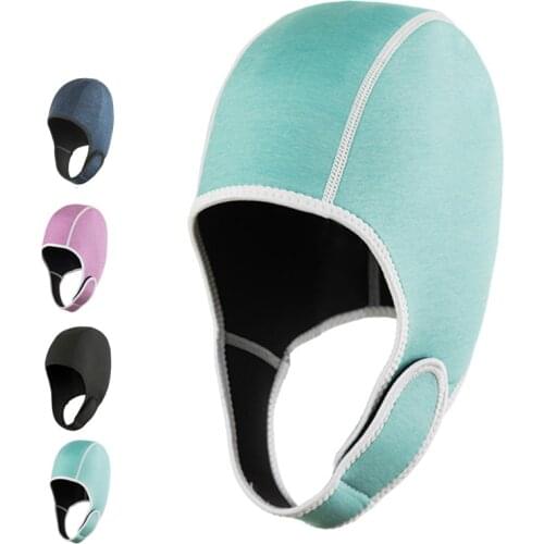 Queshark Professional Women Men 3D Elastic Outdoor Seaside Sunscreen Diving Swimming Hat Surfing Diving Hood Headband Diving Cap