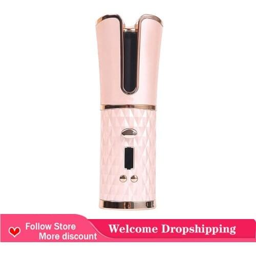 Hair Curler Wireless Curling Iron USB Rechargeable Cordless Auto Hair Curlers Waves Wand Curling Iron Portable Hair Curler