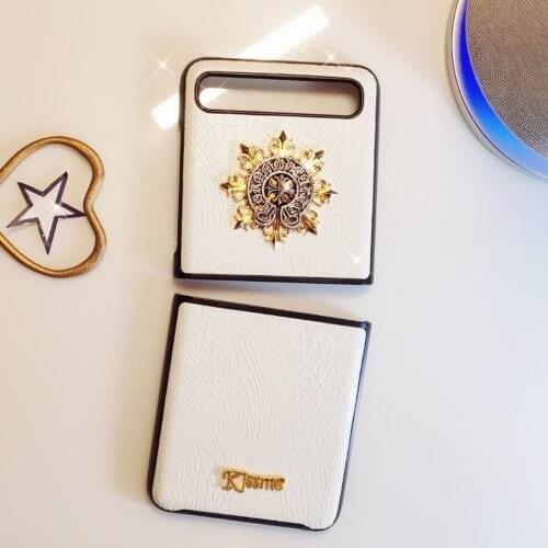 For Samsung Galaxy zflip folding mobile phone case f7070 f7000 folding 5g sunflower leather shell