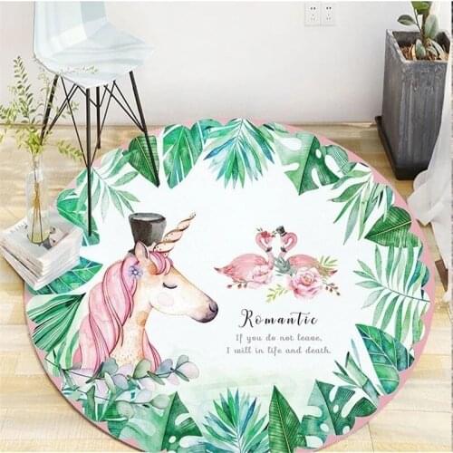 Multi-Size Modern Home Decoration Round Carpet Fashion Cartoon Picture Printing Round Living Room Bedroom Floor Mats Non-slip