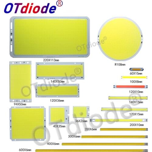 1W-50W COB LED Strip Lamp Bulb Warm Natural Pure White Blue Red LED Matrix Bar Chip Light for DIY Indoor Outdoor Car Lighting