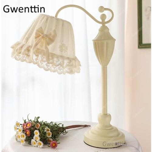 Princess Fabric Table Lamps for Living Room Bedroom Bedside Desk Lamp Stand Light Fixtures Led Standing Lights Home Art Decor
