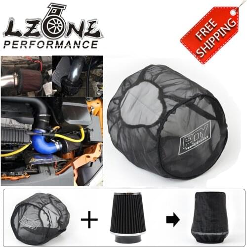 Universal Car Air Filter Protective Cover Waterproof Oilproof Dustproof for High Flow Air Intake Black Cylindrical