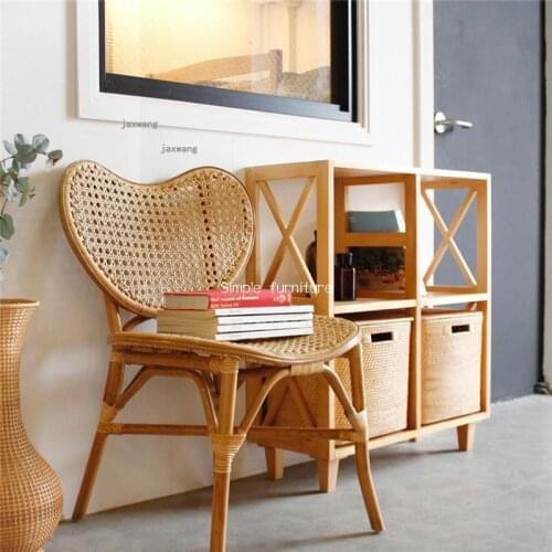 Japanese Rattan Dining Chairs for Bedroom Kitchen Restaurant Backrest Chair Modern Simple Home Furniture Balcony Leisure Chair