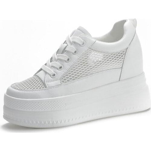 2021 Women Summer Shoes Sneakers Platform Heel Height Increased Wedge Pumps White Sneakers Shoe Breathable Heels for Women