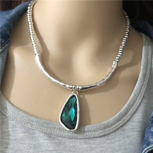 Anslow High Quality Fashion Handmade Charms Irregular Crystal Pendant Beads Short Necklace For Women Female Bride GiftLOW0048AN