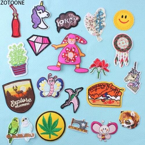 ZOTOONE Colorful Cute Animal Unicorn Patches Sticker Badges on Clothes Appliques for Childrens Crafts Patch Garment Application