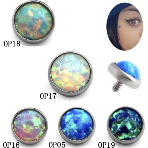 1 Pc Opal Stone Dermal Tops Skinner Diver Head Body Implants Piercing Jewelry G23 316L 1.6*2mm*4mm Skin Micro Piercing Titaniuim