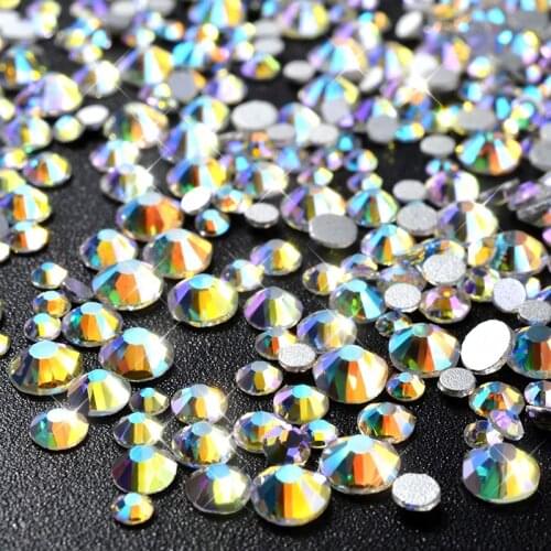 1440pcs/Pack SS3-SS16 Crystal Glass Nail Rhiestones,FlatBack AB Nail Decorations,Partition Shinny Manicure Rhinestones ,NEW