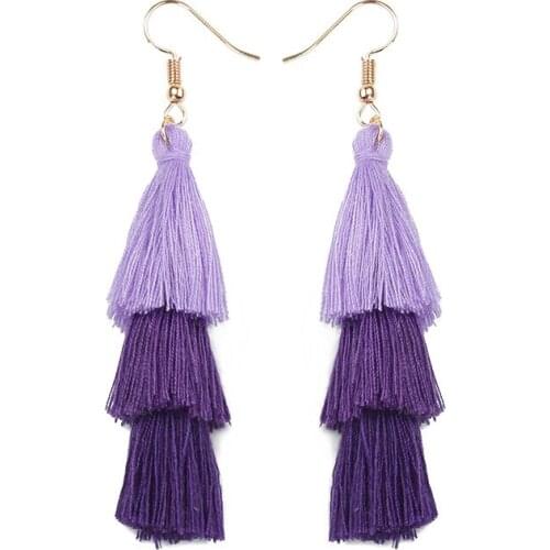 3 Different Colors Threads Tassels Collocation Golden Hook Fashion Boho Dangle Earrings Women Drop Earrings 8 Types