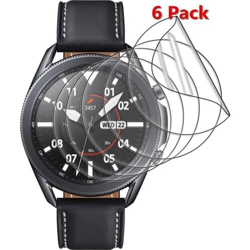 6 Pack)Clear Screen Protector PET Soft film Shield for Samsung Galaxy Watch 3 41mm 45mm R840 R850 Wristband Anti-scratch Film