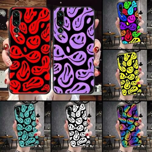 Funny Fashion Smile Face Phone case For Huawei P Mate P10 P20 P30 P40 10 20 Smart Z Pro Lite 2019 black painting prime soft