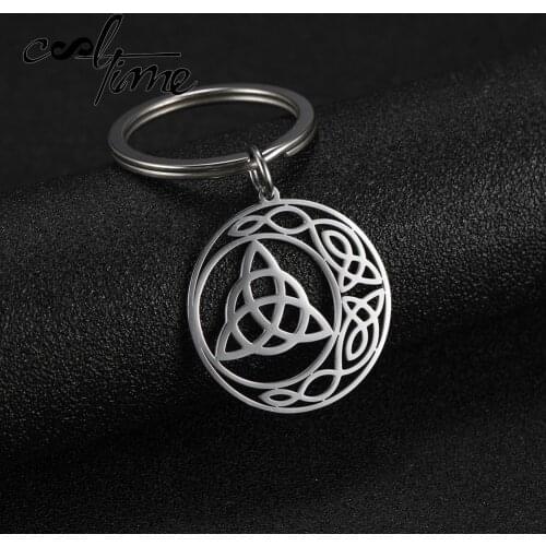 COOLTIME Stainless Steel Men Women Viking Hollow Pentagram Irish Knot Keychain Key Car Rings Vintage Jewelry Wholesale Christmas