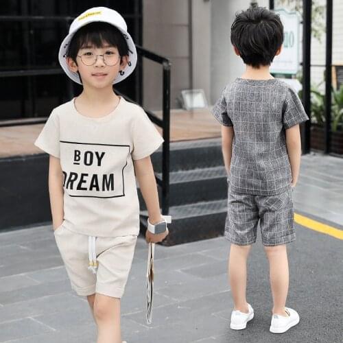 2021 Summer Children Clothing Boys Clothes Set 6 8 9 10 12 14 Years Short Sleeve Letter Shirt Shorts Teen Kids Boy Sports Suit