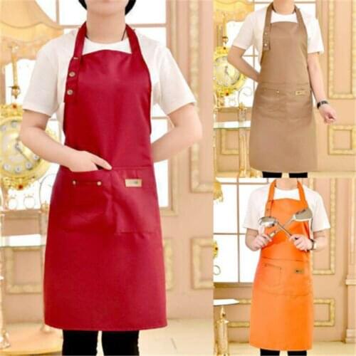Adjustable Bib Apron Dress Men Women Restaurant Home Kitchen Chef Pocket Cooking Funny Cotton Apron Bib Dining Room Barbecue