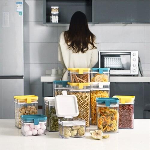 Sealed Jar Kitchen Food Container Storage Box Moisture-proof Noodles Grains Dried Fruit Refrigerator Organizer With Airtight Lid