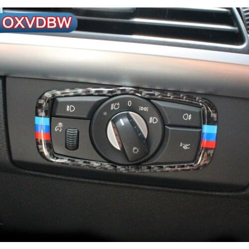 Car Interior For BMW e70 e71 Accessories Carbon Fiber Headlamp Trim Refit Switch Frame Decor Stickers x5 x6
