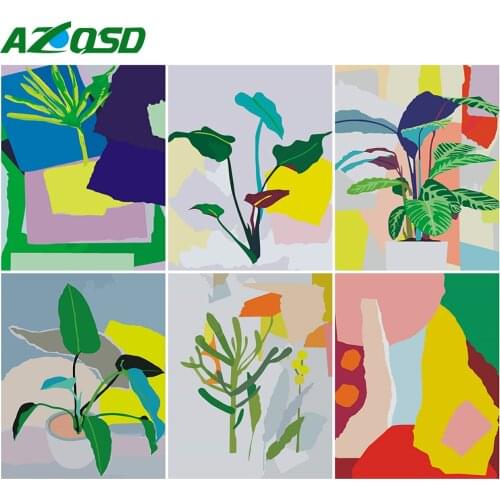 AZQSD Painting By Number Canvas Kits Leaf HandPainted DIY Gift 40x50cm Coloring By Numbers Plant Home Bedroom Wall Artwork