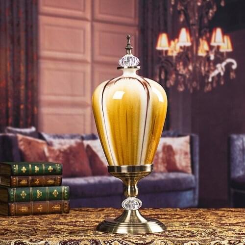 Jingdezhen ceramic high temperature color glaze handmade small vase high temperature golden color glaze