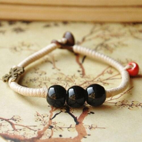 Ceramic Beaded Bracelets For Women Snowflake Pendant Bracelet Handmade Rope Knot Beads Bangle Men Ethnic Jewelry Accessory Gift