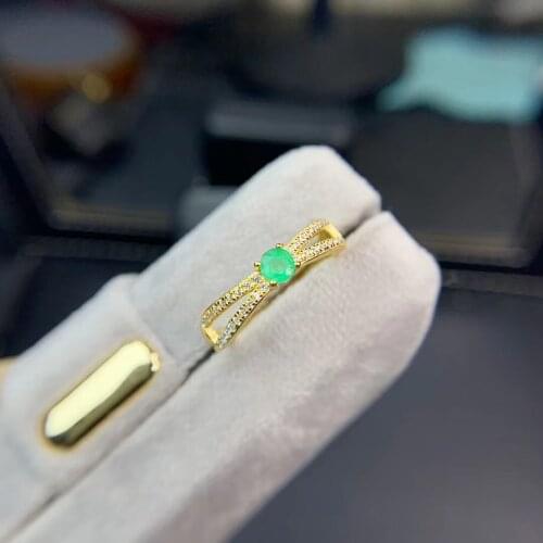 KJJEAXCMY fine jewelry S925 sterling silver inlaid natural Emerald girl vintage adjustable ring support test Chinese style