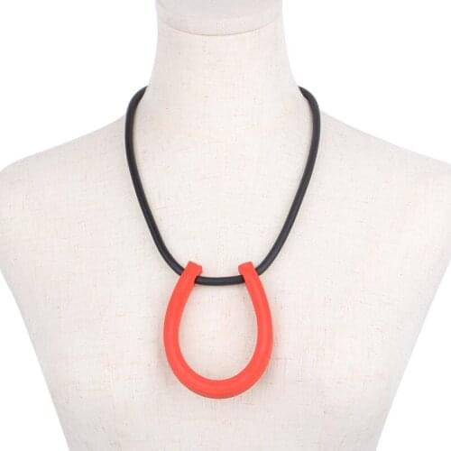 YD&YDBZ Orange Circle Choker Jewelry Necklace For Women Simple Flat Rubber Statement Necklaces Handcrafted Party Festival Gift