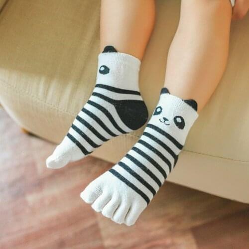 Cute Panda Animal Boys Girls Socks Children Toe Socks Cute Five Finger Toe Breathable Soft Short Sock For Kids 3-12T