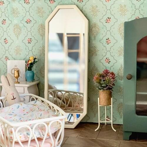 Aizulhomey Mini Metal Full-Length Mirror 1/6 Mouse Furniture Bed OB11 BJD Lol Blyth Doll Room Decoration Dollshouse Accessories