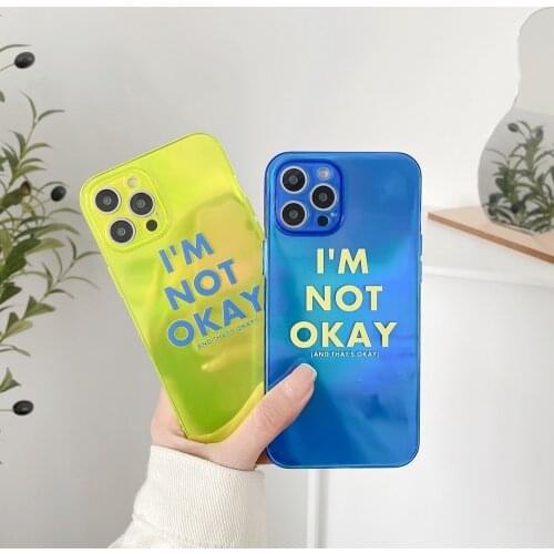 Fluorescent Laser Blue Yellow Clear Soft Phone Case for iPhone 12 Pro Max 11 Pro Max XR XS Max 7 8 Plus X 12mini Back Cover