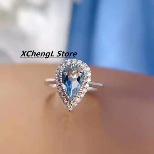 New fashion 1ct aquamarine with diamond ring for lady&women&party