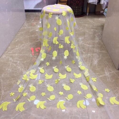 New 5yards/bag AX76# Lovely childrens fruit embroidery flash powder lace fabric for bridal wedding dress/sawing