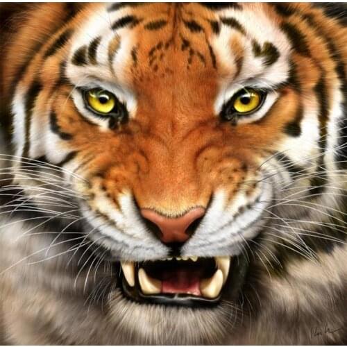 Fierce Tiger Diy Diamond Painting Full Square Rhinestone 100% Resin Diamond Embroidery Kits Mosaic 3d Needlework Wall Art