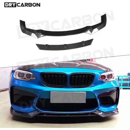 Dry Carbon Fiber Front Lip Spoiler Chin Aprons For BMW 2 Series F87 M2 2016-2019 V Style Head Bumper Protector Car Styling