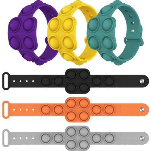 Portable Decompression Bracelet Fidget Simple Dimple Toys Pops It Stress Relief Hand Figet Toys Soft Silicone Press Massage Toy