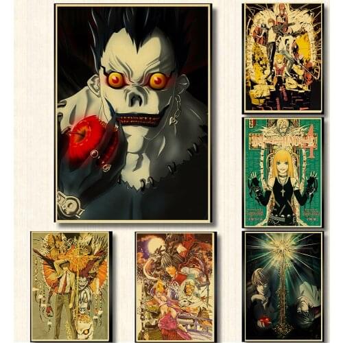 Classic Anime Series Death Note 2 Posters Retro Kraft Paper Poster Bar Room Decoration Painting Art Wall Sticker Picture