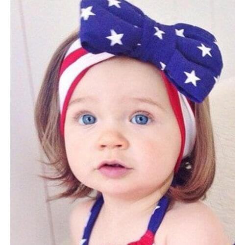 New 1pcs Baby Headwrap 2018 Independence Day Hair Accessories Kids Patriotic Rabbit EAR American Flag Hair Band