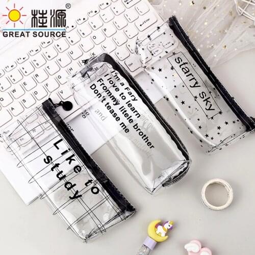 Transparent Pencil Bag Clear Pen Bag Big Space Statioenry Bag With Ziplock Pencil Bag(2PCS)