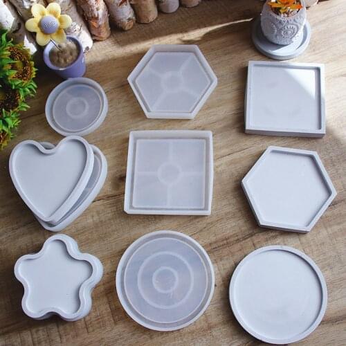 Various Design Silicone Pallet Molds Hexagon Coaster Molds Heart-shaped Round Square Oval Concrete Pallet Molds