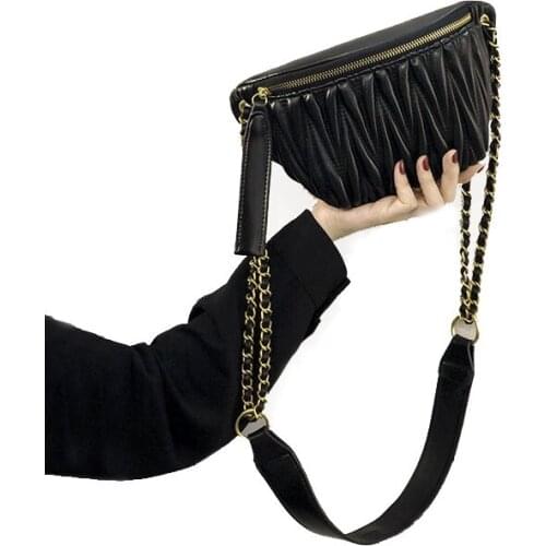 Net Red Summer New Style Pleated Waist Bag Western Style Fashionable And Popular All-Match Messenger Bag KM4011