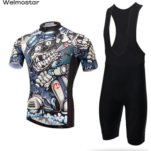 Cigar Skull Cycling Bike Jersey Sets Cycling Jersey Sets Cycling Clothing Short Sleeve Bicycle Jersey GEL Pad Bib Shorts Sets