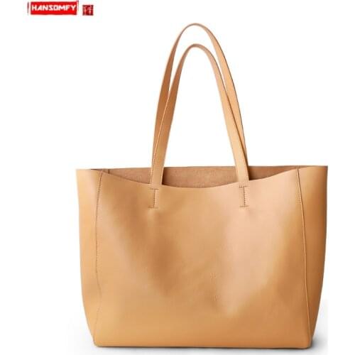 Genuine Leather Bag Women Handbag Fashion Shoulder Bag Tote Bag First Layer Cowhide Large-capacity Commuter Leather Female Soft