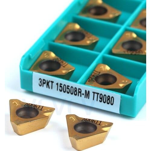 10Pcs 3PKT110408R-M TT9080 3PKT150508R-M CNC Lathe Original Milling Machining Tools 3PKT Carbide Inserts Cutting Stainless Steel