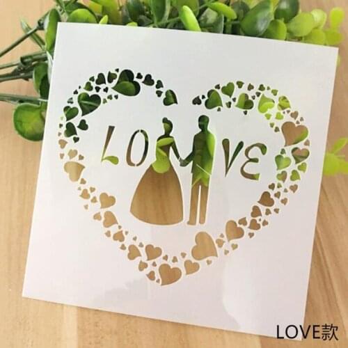 Stencil Reusable Lovers Heart-Shaped Layering Wall Painting Template Scrapbooking Stamping Album Decor Office School Supplies