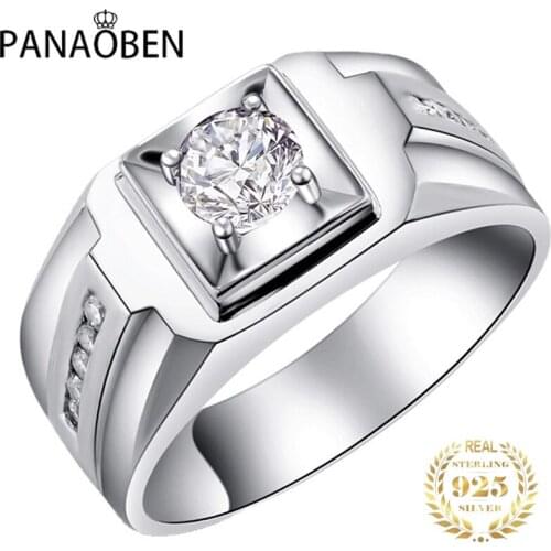Unique Luxury 100% Real 925 Sterling Silver Mens Rings Exquisite Wedding Party Engagement Elegant and Charming Jewelry Gift