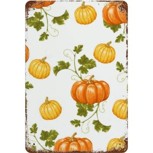 Vintage Retro Metal Tin Sign Wall Decor Art Thanksgiving Day Fresh Pumpkin Natural Foods Fruit Home Decor Plaque Poster Man