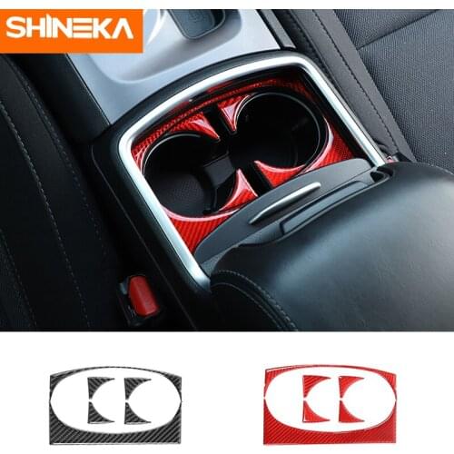 SHINEKA Interior Mouldings 6pcs for Dodge Charger Real Carbon Fiber Cup Holder Panle Trim for Dodge Charger 2015-2019