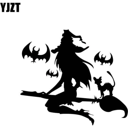 YJZT 15.9*14.2CM Sexy Bad Witch Girl Car Sticker Popular Fashion Style New Design Black/Silver Vinyl Car Decal C20-0935