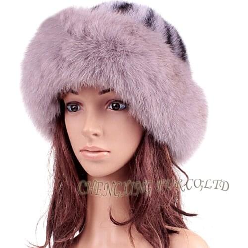 CX-C-156E New Design Fox Fur Mink Fur Wholesale Ladies Knitted Winter Hat