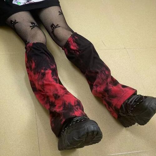 Lady Punk Calf-length Ninja Cool PU Strap Sock Fashion Hip-hop Streetwear Women Black Red Tie Dye Gothic Leg Warmer 2021 Summer