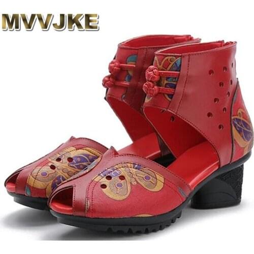MVVJKE Brand Shoes Woman New Summer Fashion Sandals Cowhide Leather Shoes Sandals Women Shoes High Heels Classic Women Sandals